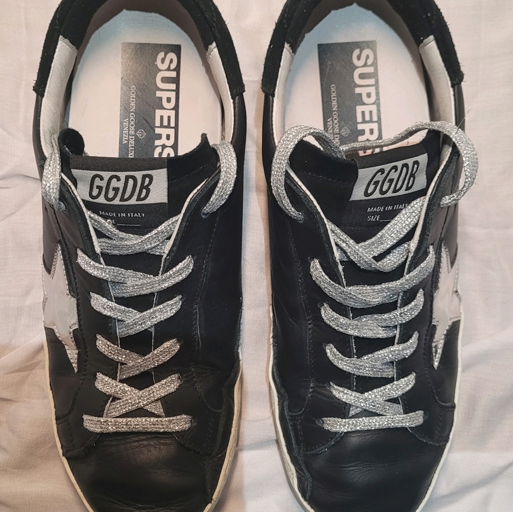 Golden Goose Black and Silver Sneakers
